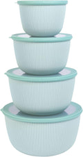 BoxedHome Mixing Bowls with Lids - 8 Piece Plastic Nesting Bowls Set includes 4 Prep Bowls and 4 Lids, Microwave and Dishwasher Safe, Green