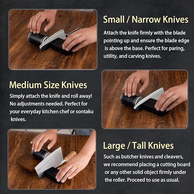Rolling Knife Sharpener Kit - Roller Knife Sharpening Tool with Diamond and Ceramic for All Knives - User-Friendly Professional Tumbler Kitchen Knife Sharpeners with 15° and 20° Magnetic Angles
