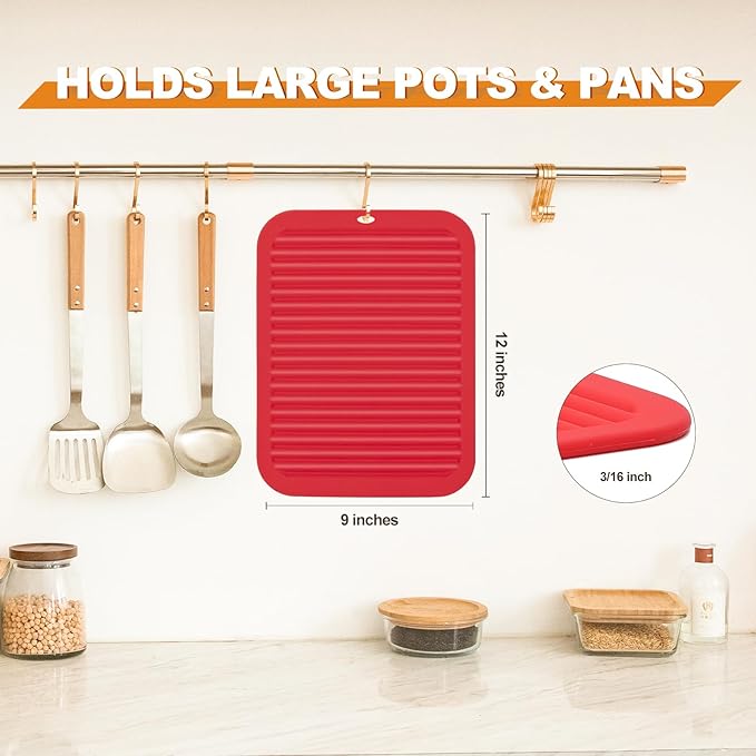 Joyhalo 4 Pack Silicone Trivets for Hot Pots and Pans,480℉ Heat Resistant Trivets for Hot Dishes,Hot Pads for Countertop,Kitchen Potholders,Red