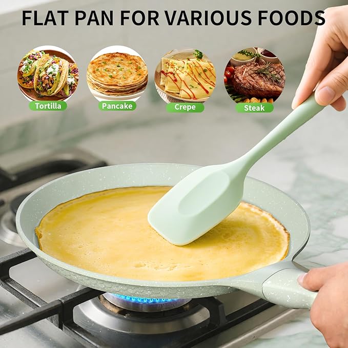 Nonstick Crepe Pan, Coating Induction Compatible Skillet Griddle | Dosa Tawa Pan for Roti, Tortillas & Pancakes | Eco-Friendly 100% Free PFOA,PFAS, Lightweight with Cool-Touch Handle