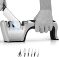 4-in-1 knife sharpener [4 stages], original quality polishing blade, the best kitchen tool for paring knives, steel knives and scissors - including a pair of anti-cutting gloves