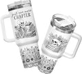 34HD Book Lovers Tumbler 40oz, Funny Skull Book Mug with Handle and Straw, Insulated Coffee Travel Mug for Bookworms, Librarians, and Teachers, Bookworm Gifts for Women