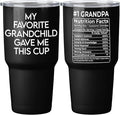 DOPTIKA 1 Piece - My Favorite Grandchild Gave Me This Cup, Coffee Tumbler 30 Oz, Christmas Birthday Gifts for Grandpa, Cool Presents for Grandparents, Grandpa Tumbler Gifts from Grandchild