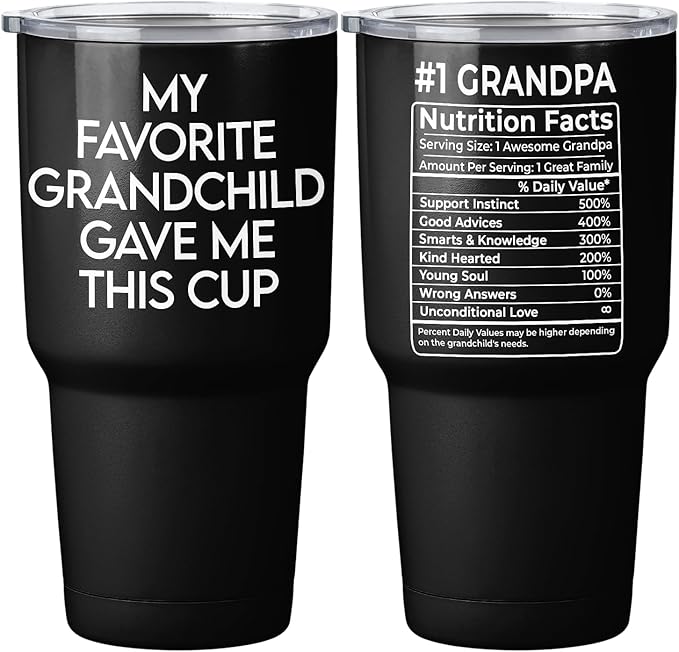 DOPTIKA 1 Piece - My Favorite Grandchild Gave Me This Cup, Coffee Tumbler 30 Oz, Christmas Birthday Gifts for Grandpa, Cool Presents for Grandparents, Grandpa Tumbler Gifts from Grandchild