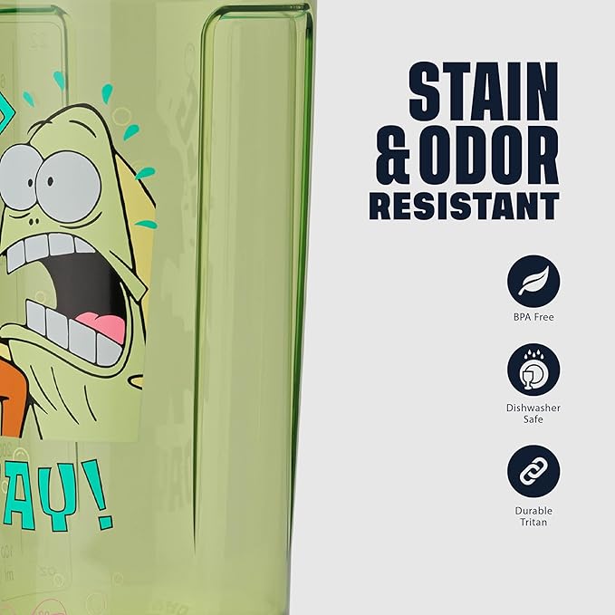 BlenderBottle Spongebob Shaker Bottle Pro Series Perfect for Protein Shakes and Pre Workout, 28-Ounce, Blue/Green, Leg day!