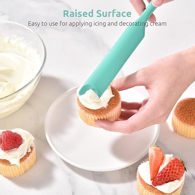 U-Taste Silicone Jar Spatula for Sourdough Starter: Long Skinny Food-Grade Jam Spreader, Sturdy Stirring Stick Bowl Scraper with Flexible Spoon Tip, Mixing Icing Tool, Peanut Butter Knife (Aqua Sky)