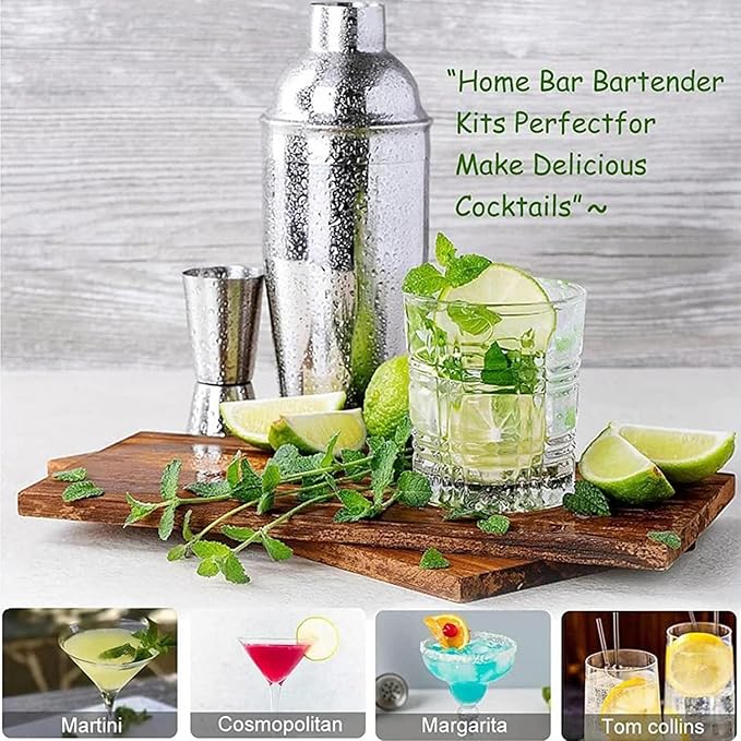 30-Piece Cocktail Shaker Set 25oz Martini Shaker Stainless Steel Mixology Bartender Kit With Rotating Stand For Home Bar Cocktail Set Professional Cocktails Kit for Drink Mixing Gift