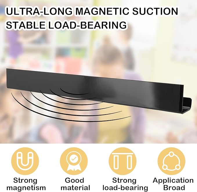 2 Pack Magnetic Book Shelf for Classroom, Strong 8.8lb Magnet Acrylic Whiteboard Shelves, Teacher Supplies Organizer for Kids Books, Posters, Flash Cards, Classroom Accessories Storage (Black)