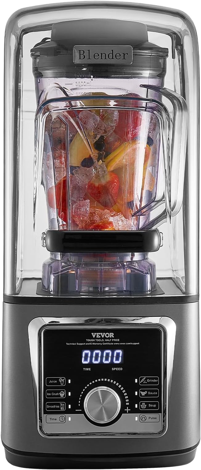 VEVOR Professional Blender for Smoothies, 118 oz 1400W, with Powerful Motor, Multi-Functional Food Processing Blender with Noise Cover for Smoothie/Milkshake/Juice, Fits for Kitchen