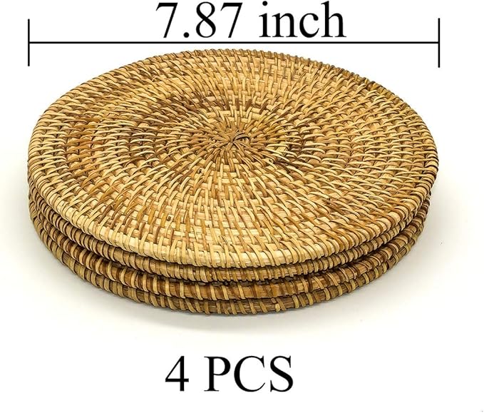 Trivets for Hot Dishes - Woven Rattan Trivets Hot Pads for Dinning Table,Kitchen Heat Resistant Straw Dish Coasters Placemats Pot Holder (7.87 Inch)