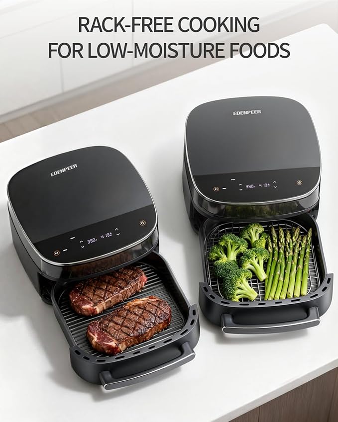 Extra Large Air Fryer,11-IN-1 6 QT 450F Air Fryer with Superior Airflow, Dual Heat Source Technology, Smart Digital Wide Fryer with Basket, Fits a 12" Pizza or 6-Slice Toast