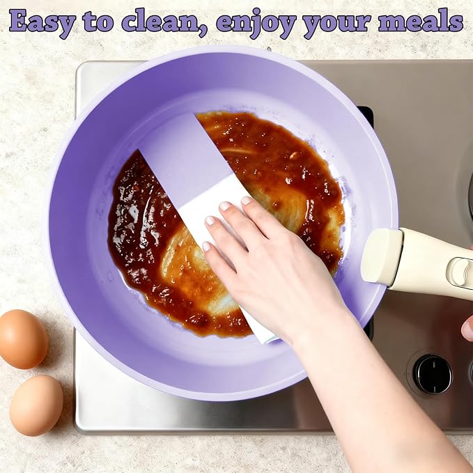 24 Pcs pots and pans set,pots and pans set non stick,Oven-safe and dishwasher-safe,PFAS/PFOA Free,Induction Dishwasher Oven Safe cookware set (Purple)