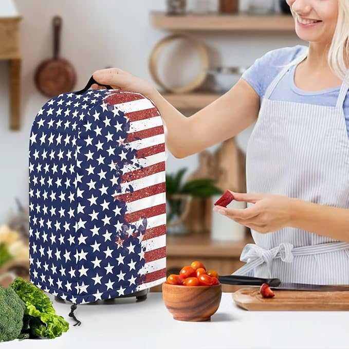 American Flag Art Blender Cover Dust Proof Small Appliance Cover Foldable Dust Cover Kitchen Decorations for Blender Food Processor Juicer
