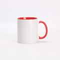 11oz White Ceramic Sublimation Coffee Mug With Solid Colors Inside and Handle(36, Red)
