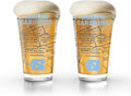 Greenline Goods – North Carolina College Pint Beer Glasses (Set of 2), 16 oz – Full‑Color Logo + Campus Map