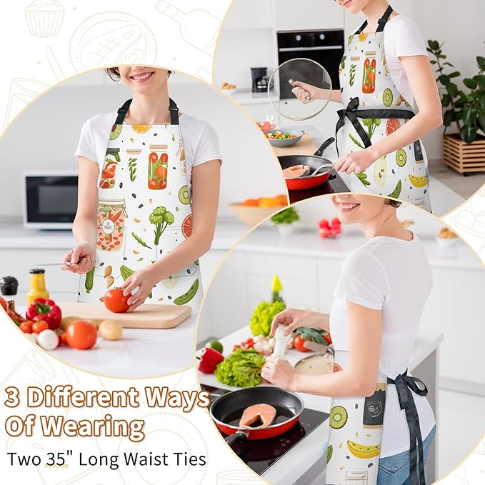 Kitchen Apron with Pockets,Adjustable Aprons for Women Men,Waterproof Chef Aprons for Cooking,BBQ,Gardening