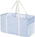 Lifewit Extra Large Tote Bag, Reusable Grocery Bags with Metal Wire Frame and Handles, Standing Utility Foldable Shopping Bags for Storage, Picnics, Beach, Pool, Laundry, Car, Camping, 1 Pack, Blue