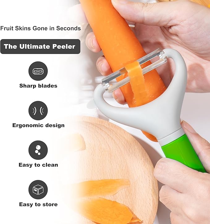 Li&Zhao Potato Peelers - Y-Shaped Potato Peelers with Non-Slip Silicone Handle, Vegetable Peelers for Kitchen, Doesn’t Ruin Manicure Silky Effortless Peel Potatoes, Carrots, Apples, Veggies and More