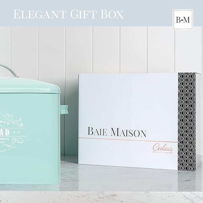 Extra Large Teal Farmhouse Bread Box for Kitchen Countertop - Breadbox Holder Fits 2+ Loaves - Bread Storage Container Bin - Rustic Bread Keeper Vintage Metal Kitchen Decor for Counter(Bread Box)