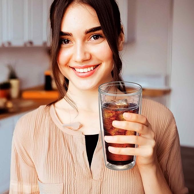 Amazing Abby - Alaska - 24-Ounce Insulated Plastic Tumblers (Set of 6), Double-Wall Plastic Drinking Glasses, All-Clear Reusable Cups, BPA-Free, Shatter-Proof, Dishwasher-Safe