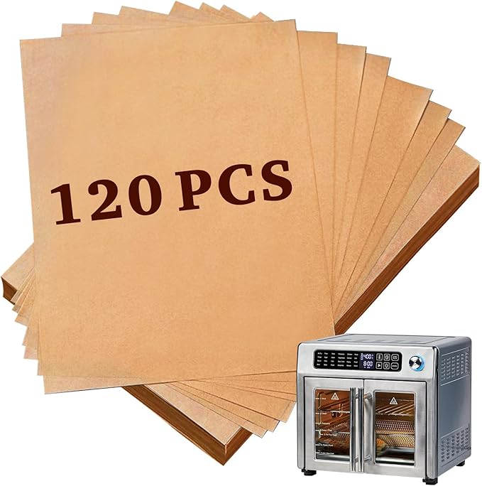 KAWENDE 120 Pcs Air Fryer Liners, 10''x11'' Disposable Compatible with Emeril Lagasse 26 QT French Door 360 Air Fryer, Parchment Paper Sheets for Air Fryer Accessories