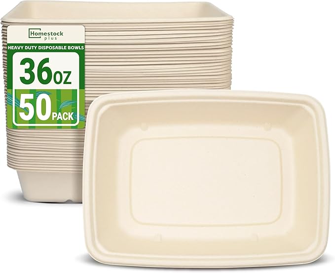 Homestockplus Paper Bowl 36 oz Disposable Bowls for Party - 50 Pack Heavy Duty Large Paper Bowls Disposable for Tacos, Salads, Pasta, Snacks, Burritos & More