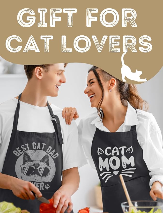 InnoBeta Cat Lover Gifts, Funny Apron with Pockets and Adjustable Neck Strap, Cat Gifts
