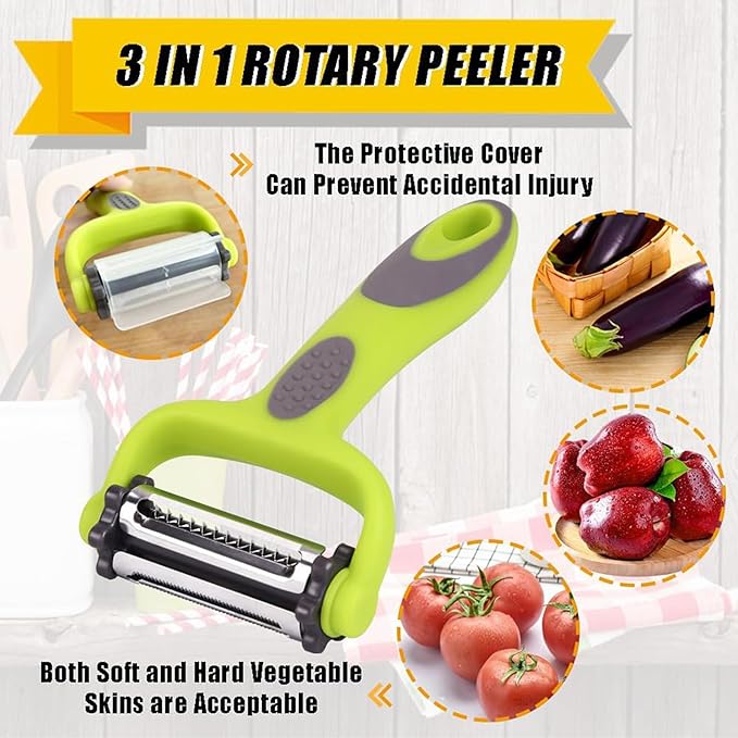 Potato Vegetable Peelers For Kitchen Non Slip Fruit Peeler Y Peeler 3 in 1 Rotatable Blade With Julienne Peeler