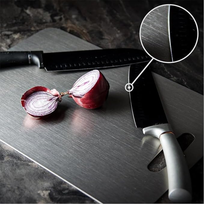 Stainless Steel Cutting Board, 3 PCS Cutting Boards for Kitchen, 304 Stainless Non Stick Chopping Cutting Board for Meat Fruit & Vegetable (15" x 11", 13"x 9", 10" x 6")
