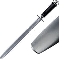 Sharpening Steel Knife Sharpener Rod Flat 12 Inches Honing Steel for Knives Dark