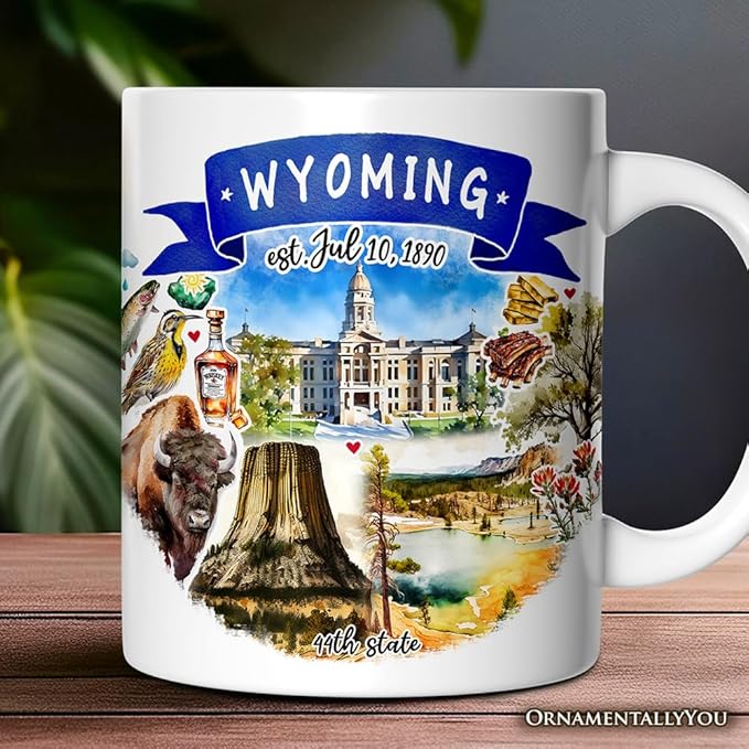 OrnamentallyYou Artistic Wyoming State Themes and Landmarks Mug