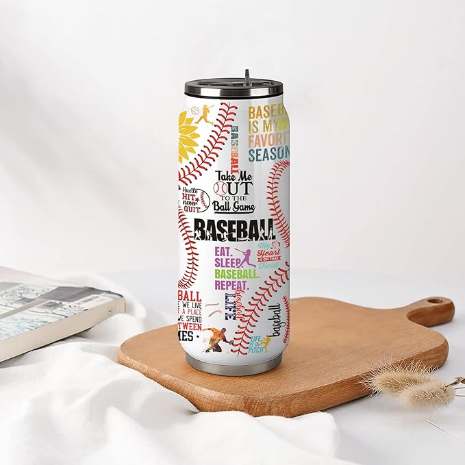 Baseball Tumbler Cup 17oz Stainless Steel Insulated Travel Mug Tumblers Cup Baseball Gift for Women Men Mom Gifts for Birthday Christmas
