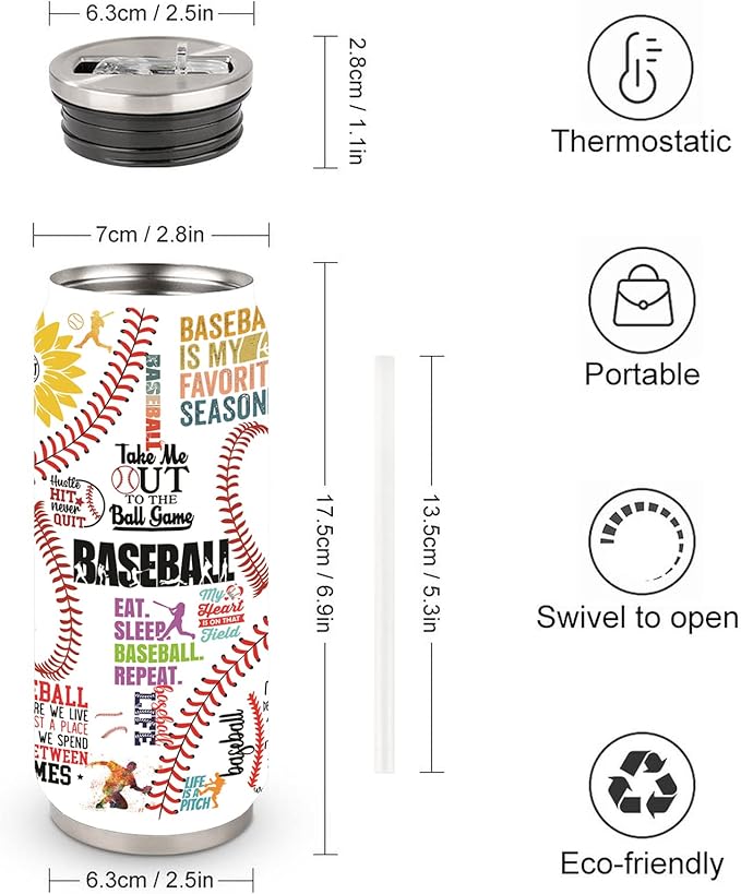 Baseball Tumbler Cup 17oz Stainless Steel Insulated Travel Mug Tumblers Cup Baseball Gift for Women Men Mom Gifts for Birthday Christmas