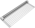 Surpahs Roll-Up Dish Drying Rack, Warm Gray, 20.5" x 13.1", Fits Sinks up to 19" Wide, Silicone-Coated Stainless Steel