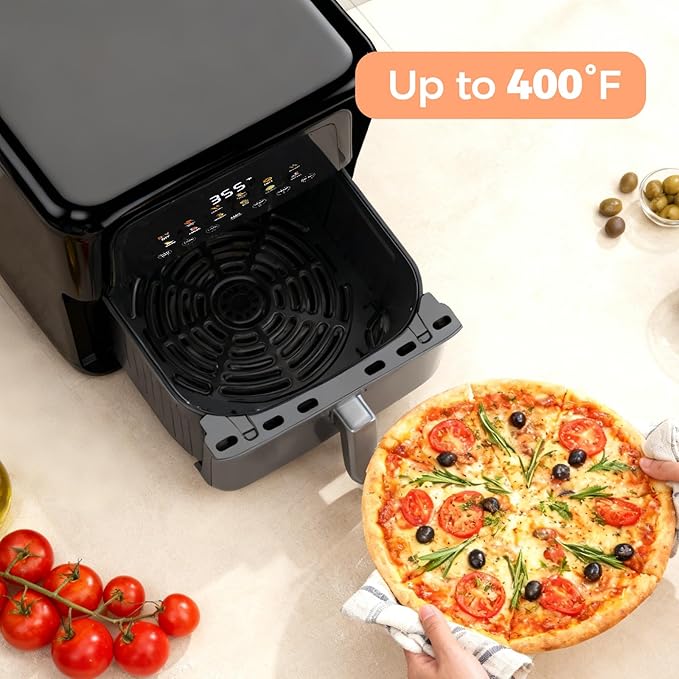 OLIXIS 7.9QT Air Fryer with Window, 12-In-1 Large Air Fryer for Family, 400°F Rapid Air Crispy Technology, Roast Bake Dehydrate Reheat, Nonstick & Easy-Clean Basket, 1800W, Black