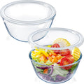 NUTRIUPS Glass Bowls Set Cereal Bowl Glass Salad Bowls Small Bowl for Kitchen (50oz-2pcs with lids)