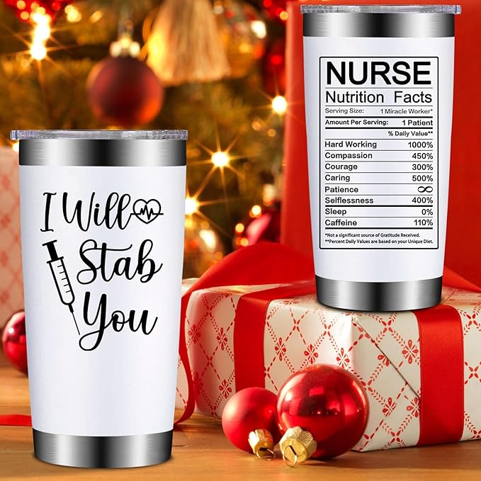 Nurse Gifts for Women - Nurses Week Gift - Nurse Graduation Appreciation Christmas Gifts for Nurses, Practitioner - 20oz I Will Stab You Tumbler Cup