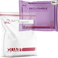 Quart Food Bags by SNL -200 Bags- Leak-Proof, Clear, Write-On Block, Reclosable, Disposable Storage Bags, Double Seal Zippers with Clicking Noise Zip Confirmation, Stand-Alone Gusset, Easy Dispensing
