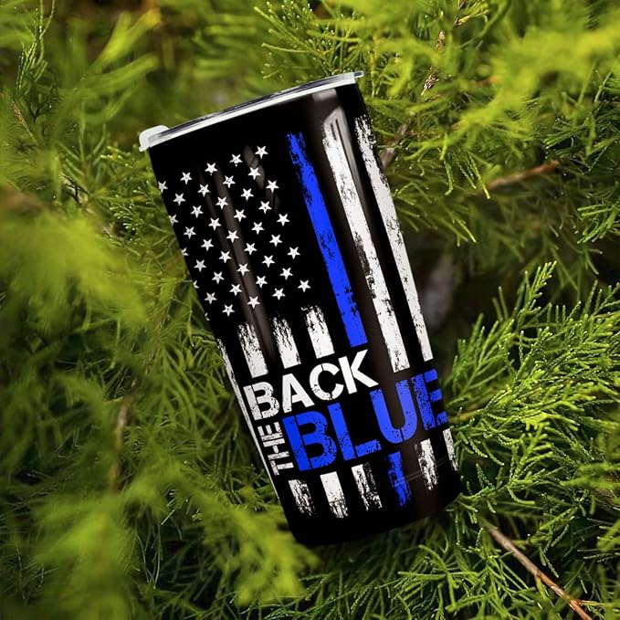 winorax Police Gifts Back The Blue American Flag Tumbler US Flag Police Academy Graduation Gifts for Men Cops Officer Retirement Tumblers 20oz Stainless Steel Travel Cups
