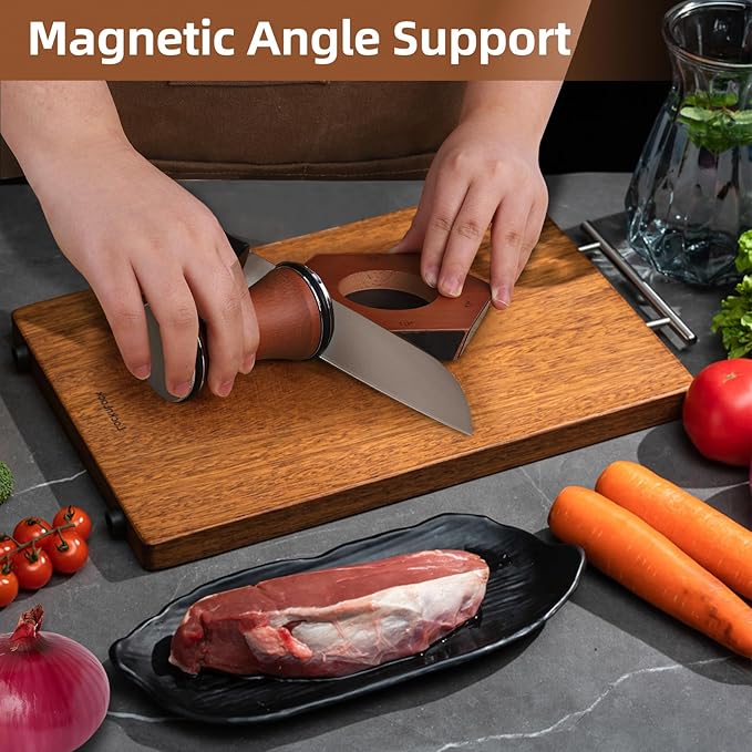 Rolling Knife Sharpener - 6 Angles & 4 Blades System, Ergonomic Waist Design for Kitchen Chef Knives, Sharpening Stone for Precision Edge