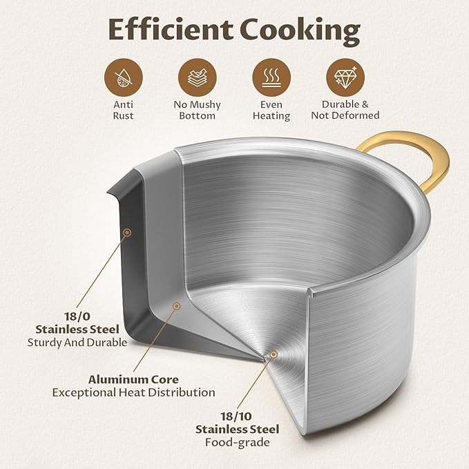 BEZIA 6 Quart Fully-Clad 3-Ply Stainless Steel Stockpot, Soup Pot with Lid, Even Heat Distribution, Cooking Pot with Sturdy Handles, Compatible with All Cooktops, Perfect for Soups & Stews, Silver