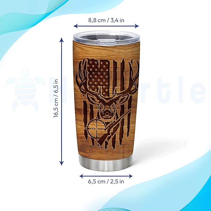 Hyturtle Personalized Deer Hunting Tumbler 20oz 30oz Hunter Gifts For Men Hunters Double Wall Vacuum Thermos Insulated Tumblers Travel Coffee Mug Cup With Lid Cups Gift For Men Women Dad Papa