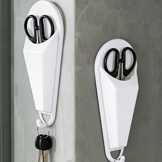 Magnetic Scissor Holder for Kitchen & Office-Detachable with Drain Hole & Hooks, Storage Organizer for Large Kitchen Shears and Office Scissors,Stick to Fridge for Easy Storage with Magnet
