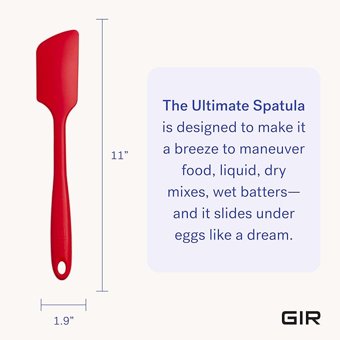 GIR: Get It Right Silicone Kitchen Spatula - Non-toxic Cooking Utensils for Nonstick Cookware, Cooking and Baking (Red, Ultimate)