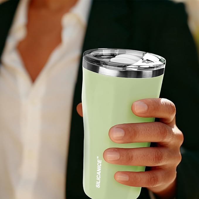 20oz Soft Touch Diamond Tumbler - Double Wall Stainless Steel Vacuum Insulated Coffee Cup With Detachable Slider Lid | BPA Free, Dishwasher Safe, Thoughtful Gift for Her - Leaf Yellow