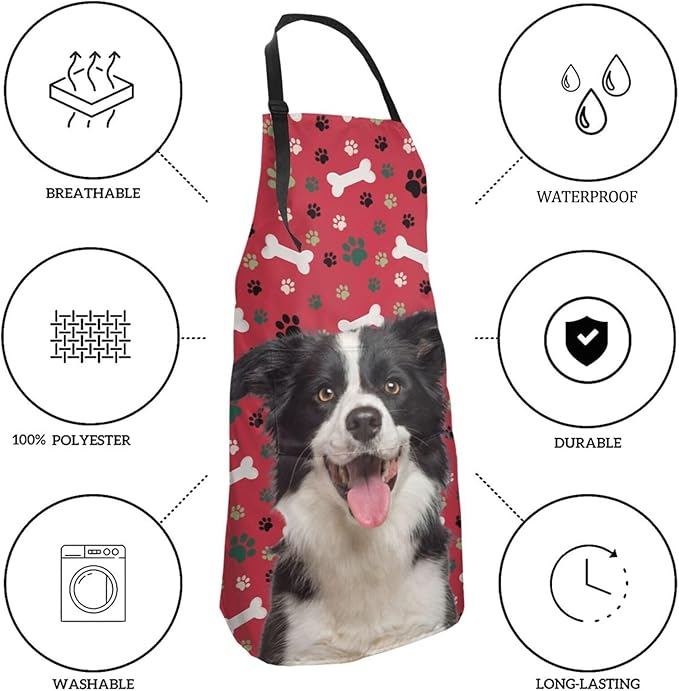 Custom Face Apron for Men Women, Personalized Photo Apron with Pockets, Customized Kitchen Aprons