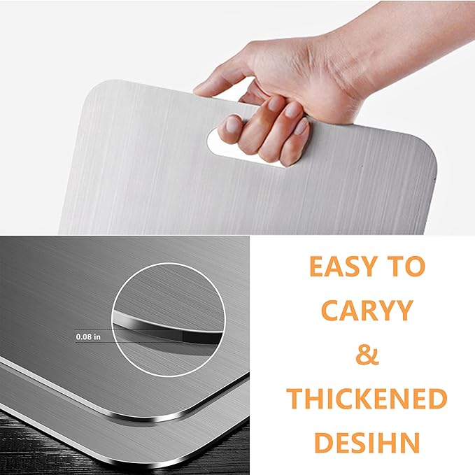 Stainless Steel Cutting Board for Kitchen Heavy Duty Chopping Board (X-Large, 16.1"L x 12.6" W)