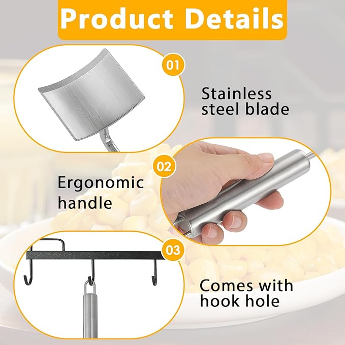 2PCS Corn Cob Stripper Tool - Long Handle Stainless Steel Corn Peeler for Corn on the Cob, Quick & Easy-to-Use Corn Cutter, Ideal for Kitchen Salads Tacos, 9.8×1.57×1.06in