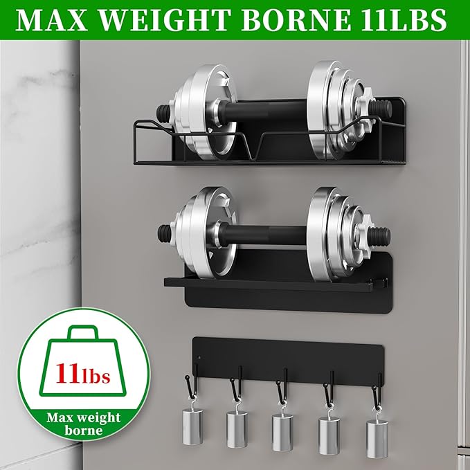 Magnetic Shelves for Washing Machine & Fridge Utentils Rack 5 Pack- Metal Heavy Duty Magnetic Shelf Magnetic Laundry Organizer with Hooks and Towel Holder for Magnetic Laundry Room Storage (Black)