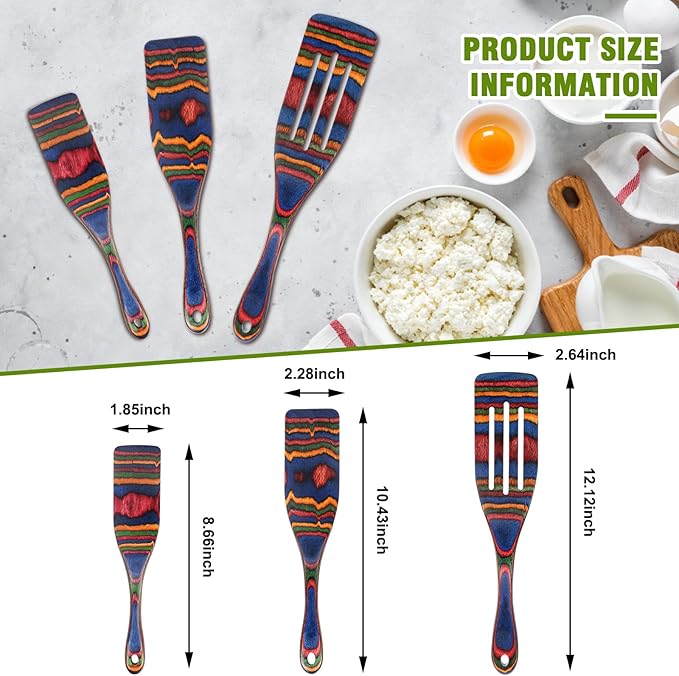 Spurtle Set, Wooden Utensils for Cooking, Kitchen Utensils Set, Pakkawood Kitchen Cooking Utensils Set, Apartment Essentials Wood Serving Spatula spoon, Home & kitchen Gift for Women & Men